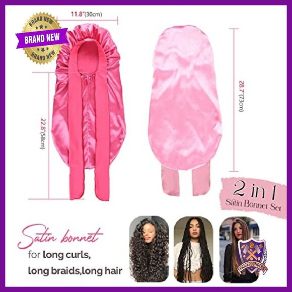 Extra Long Silk Bonnet for Sleeping with Adjustable Tie Band main image 7